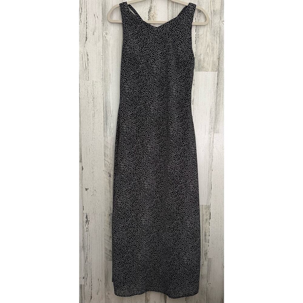 A Wild Thyme Womens Lined Maxi Dress Black White‎ Criss Cross Back Size 6 Petite